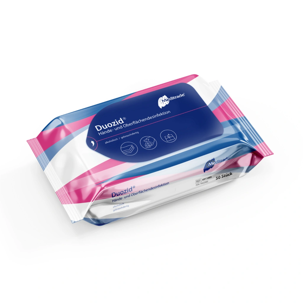 Foto zeigt eine Packung mit Händedesinfektionstücher